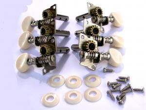 SET 6 INDIVIDUAL GUITAR MACHINE HEADS WHITE BUTTON